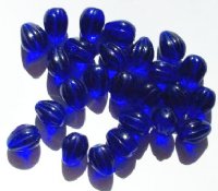 25 11x9mm Transparent Cobalt Grooved Drop Beads